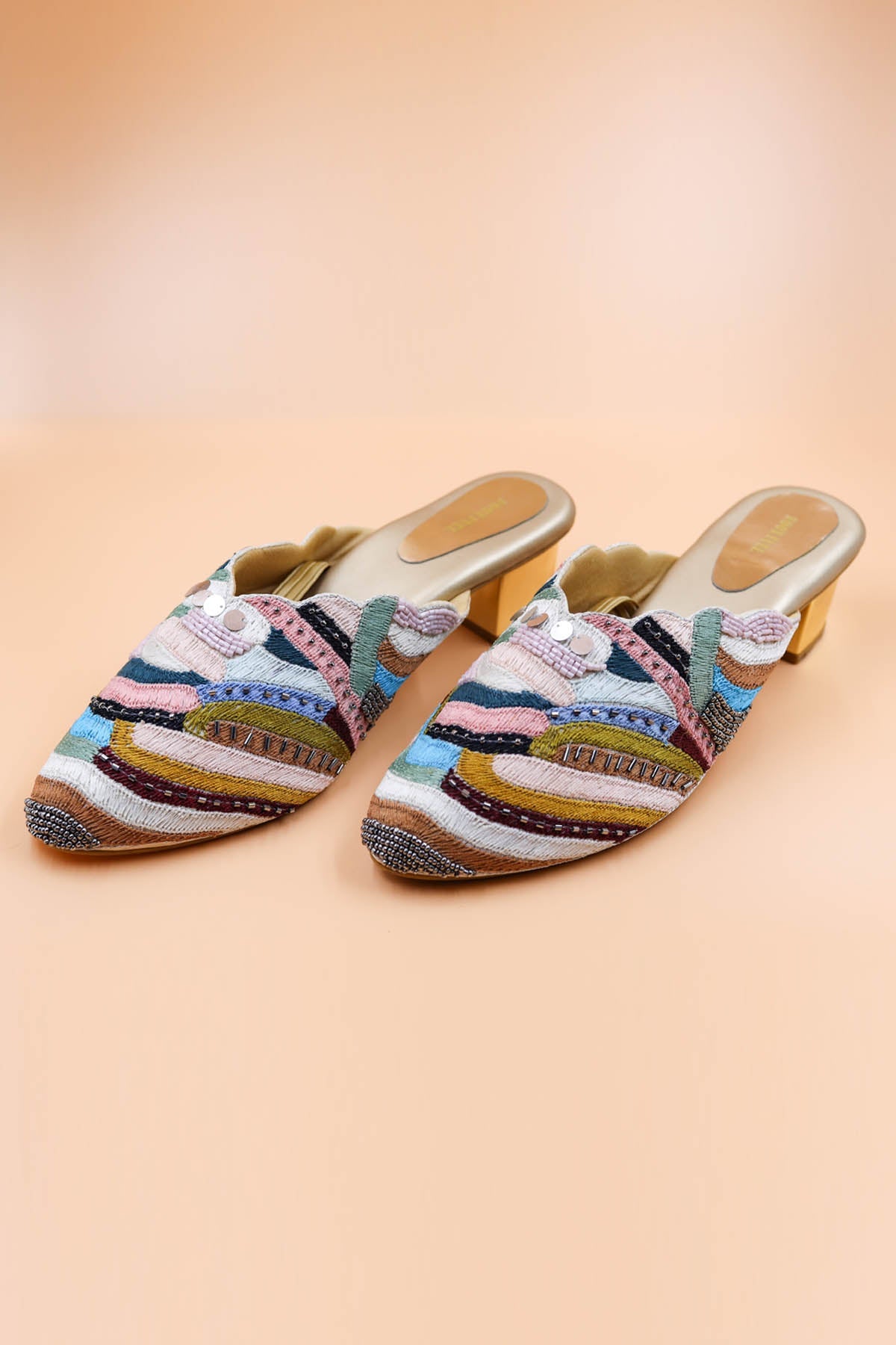 Foot Fuel Multicolor Embroidered Mules for accessories online at ScrollnShops